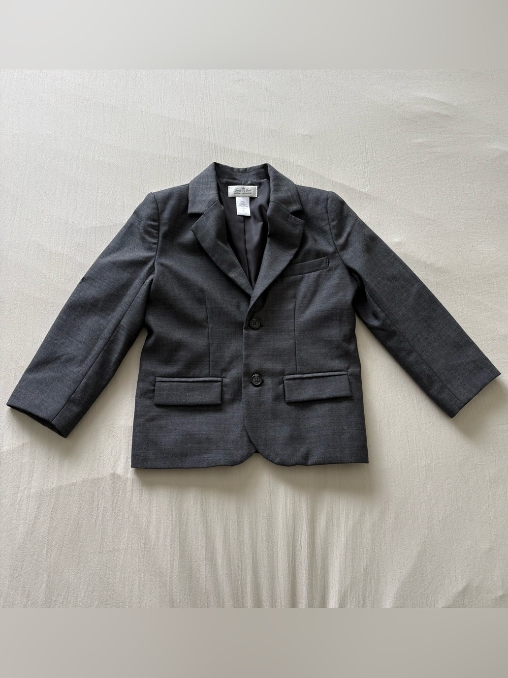 Janie and Jack Boys' Dark Gray Two-Button Blazer Size 5